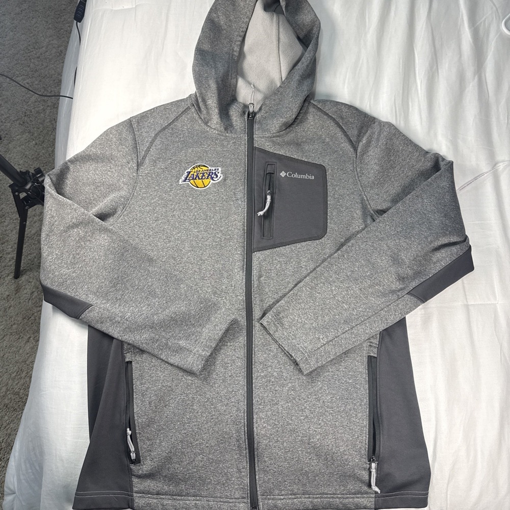 Columbia Los Angeles‎ Lakers Full Zip Hoodie Jacket Fleece (Men's Medium) Gray